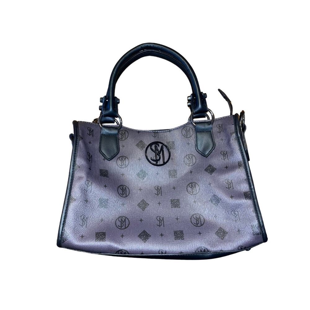 Steve Madden Gilda Satchel Monogram Black Handbag Purse 90s Y2K